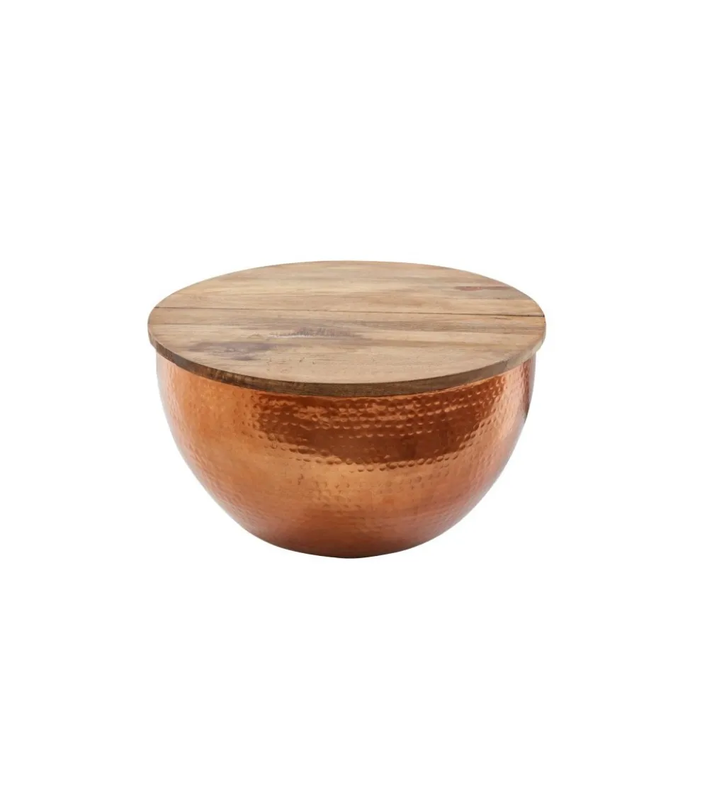 Stolik kawowy Orient Storage 60 cm miedziany z blatem Mango