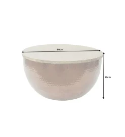 Stolik kawowy Orient Storage 60 cm miedziany z blatem Mango