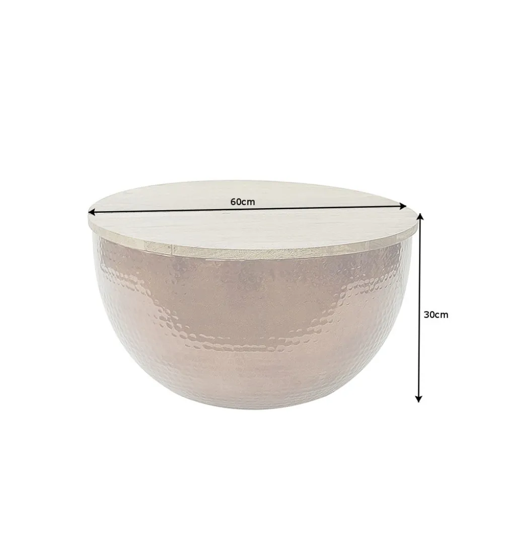 Stolik kawowy Orient Storage 60 cm miedziany z blatem Mango