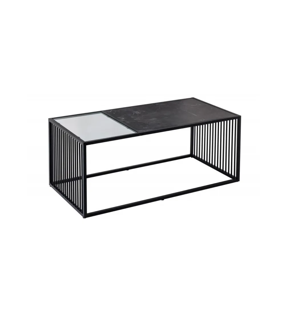 Stolik kawowy PASCAL 100 cm w optyce czarnego marmuru