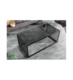 Stolik kawowy PASCAL 100 cm w optyce czarnego marmuru
