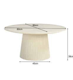 Stolik kawowy PATO 80 cm drewno mango biała