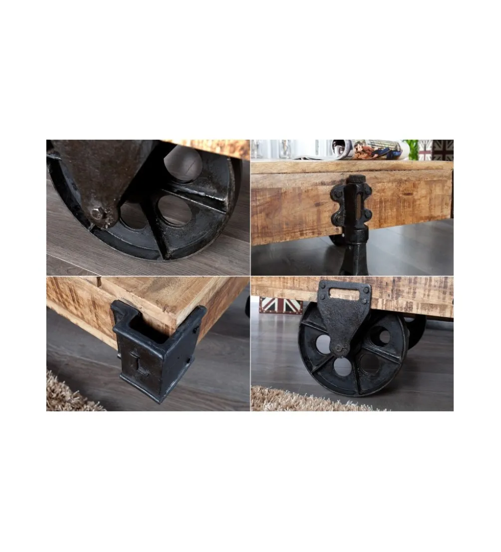 Stolik kawowy Railway 120 cm drewno Mango