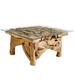 Stolik kawowy RIVERSIDE 80 cm drewno teak bez szkła