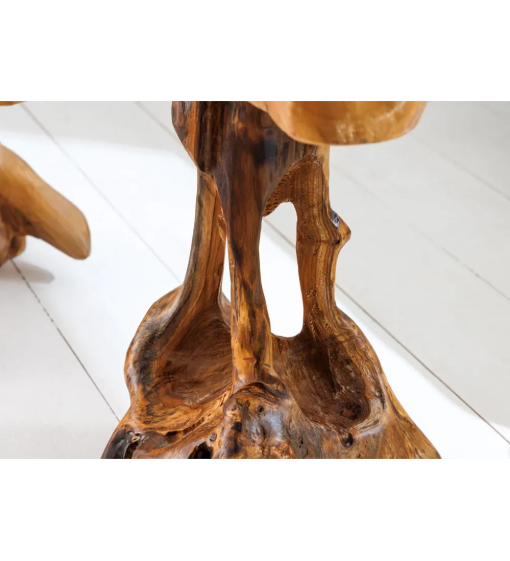 Stolik kawowy ROOT 40 cm drewno teak naturalny