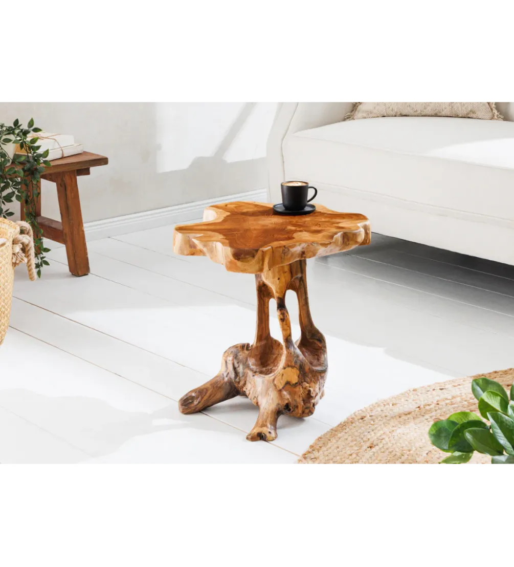 Stolik kawowy ROOT 40 cm drewno teak naturalny