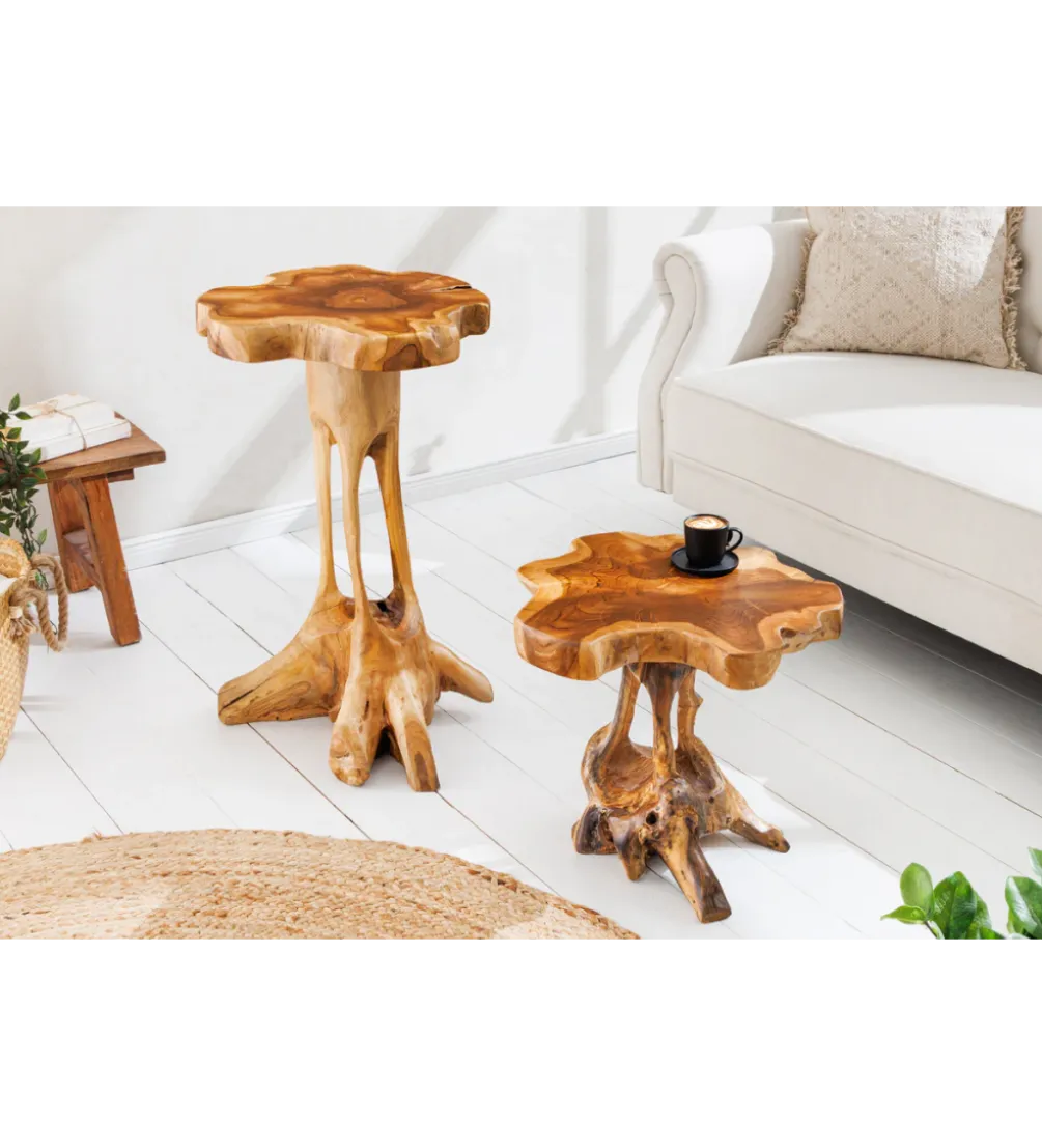 Stolik kawowy ROOT 70 cm drewno teak naturalny
