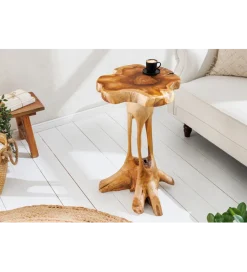 Stolik kawowy ROOT 70 cm drewno teak naturalny