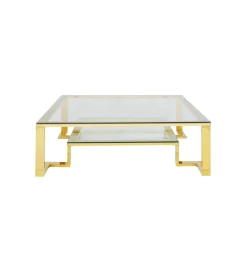 Stolik kawowy RUSH 120 cm złoty szklany