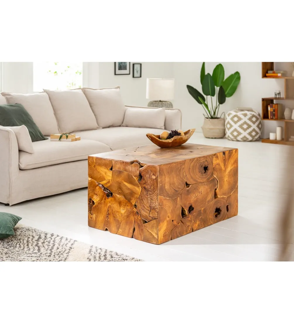 Stolik kawowy SHARK 90 cm drewno Teak