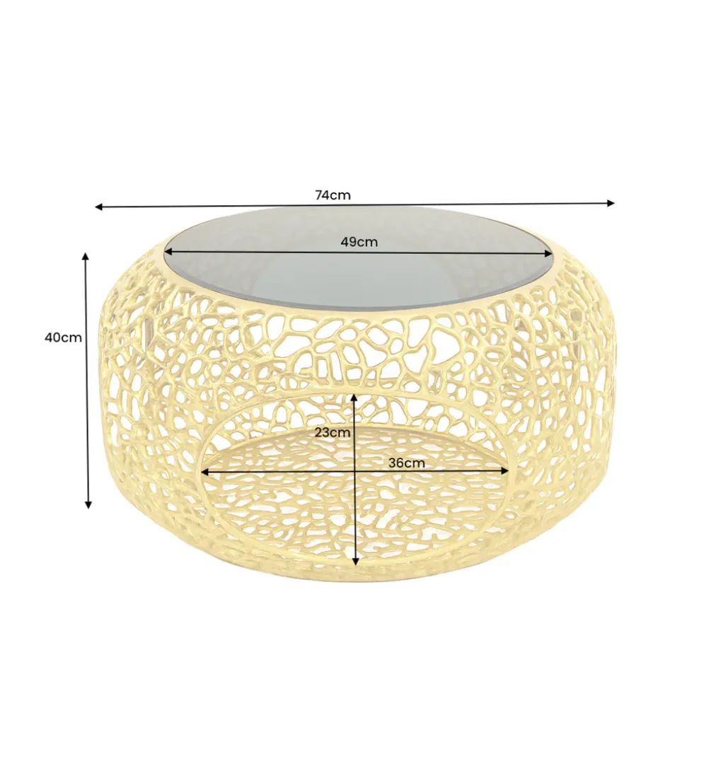 Stolik kawowy SPIN 75 cm czarne szkło złoty