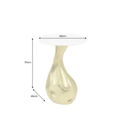 Stolik kawowy TEAR 60 cm złoty biały marmur