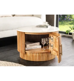 Stolik kawowy TRES CHIC 60 cm drewno mango naturalny