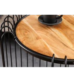Stolik kawowy TRUE ELEMENTS 46 cm  drewno akacjowe czarny naturalny