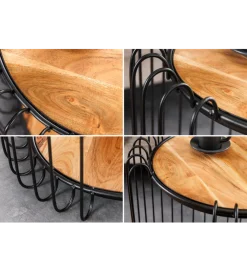 Stolik kawowy TRUE ELEMENTS 46 cm  drewno akacjowe czarny naturalny
