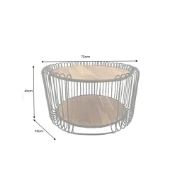 Stolik kawowy TRUE ELEMENTS 70 cm  drewno akacjowe czarny naturalny
