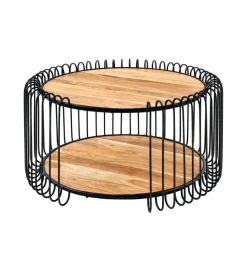 Stolik kawowy TRUE ELEMENTS 70 cm  drewno akacjowe czarny naturalny