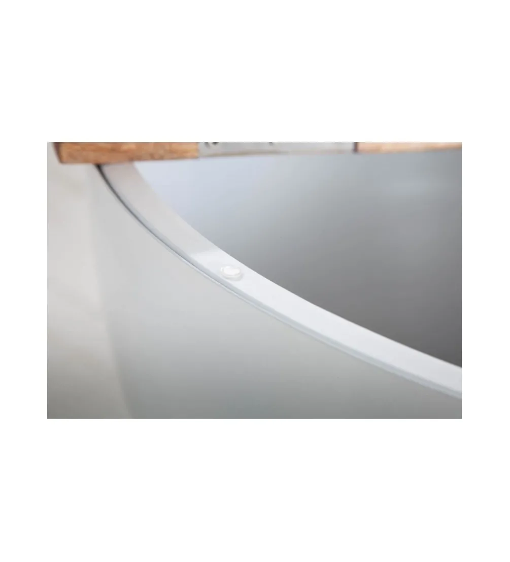 Stolik kawowy WHITE 60 cm biały z blatem z drewna Mango
