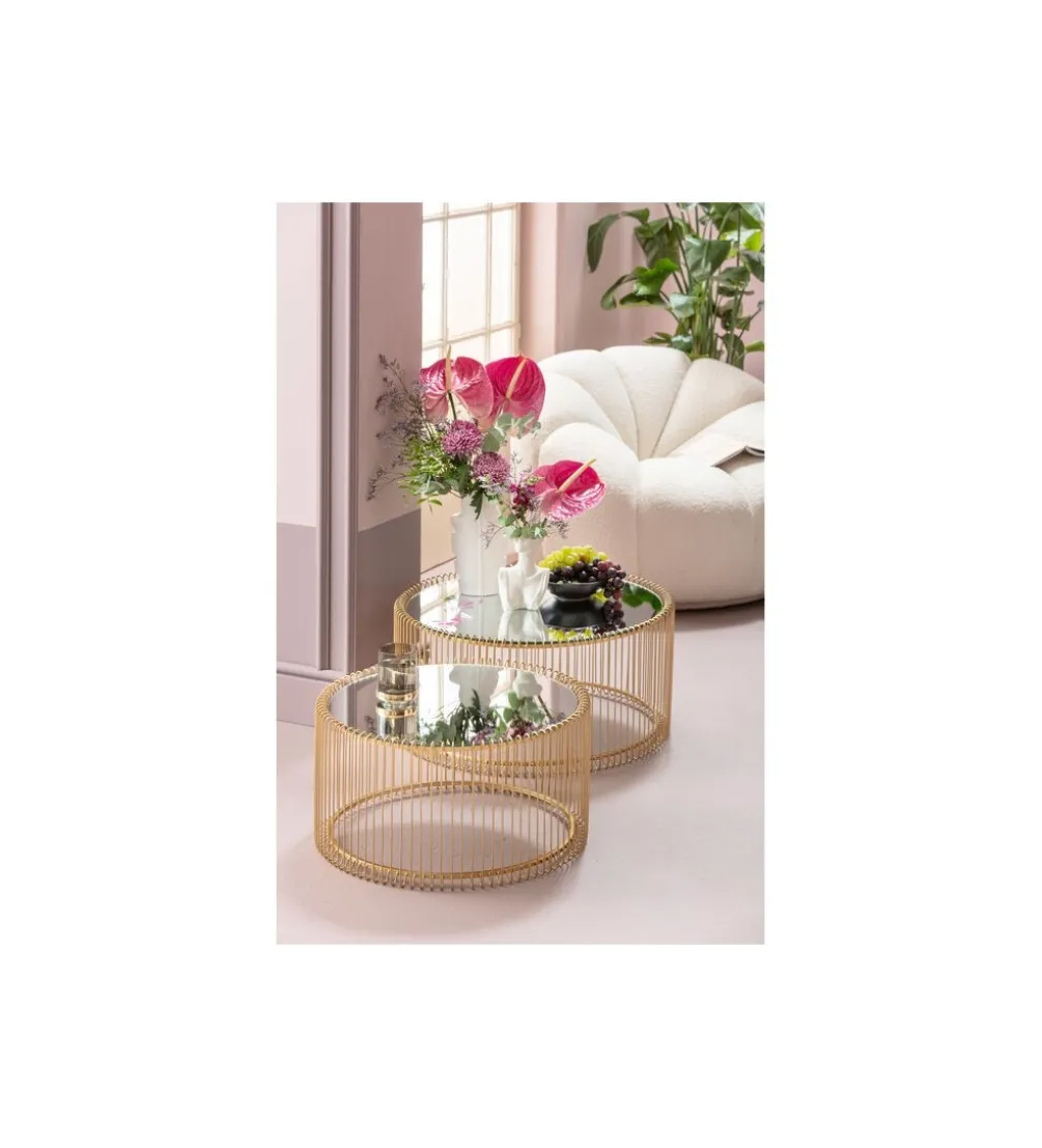 Stolik kawowy Wire Brass set 2 złoty