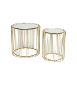 Stolik kawowy Wire set Brass zestaw 2 złoty