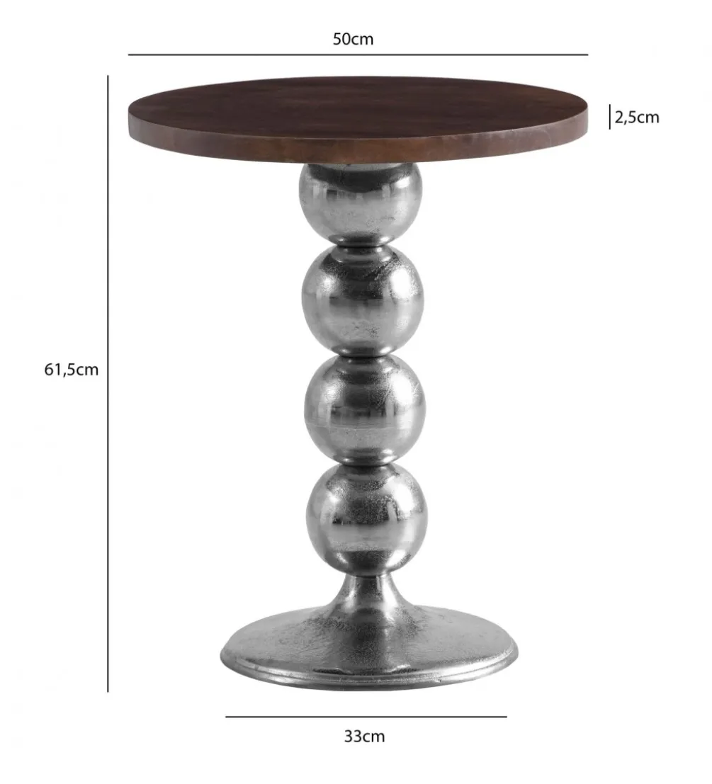 Stolik kawowy WOHNLING 50 cm drewno mango srebrny