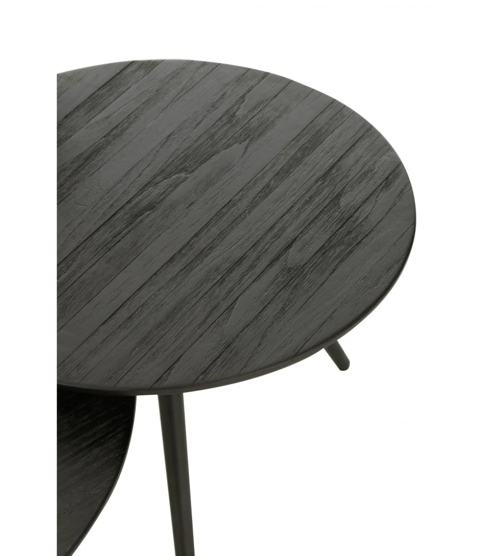 Stolik kawowy ZAMBIA set 4 drewno teak czarny