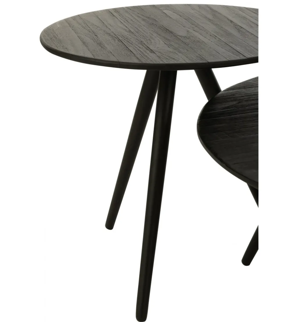 Stolik kawowy ZAMBIA set 4 drewno teak czarny