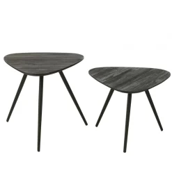 Stolik kawowy ZAMBIA set 2 drewno teak czarny