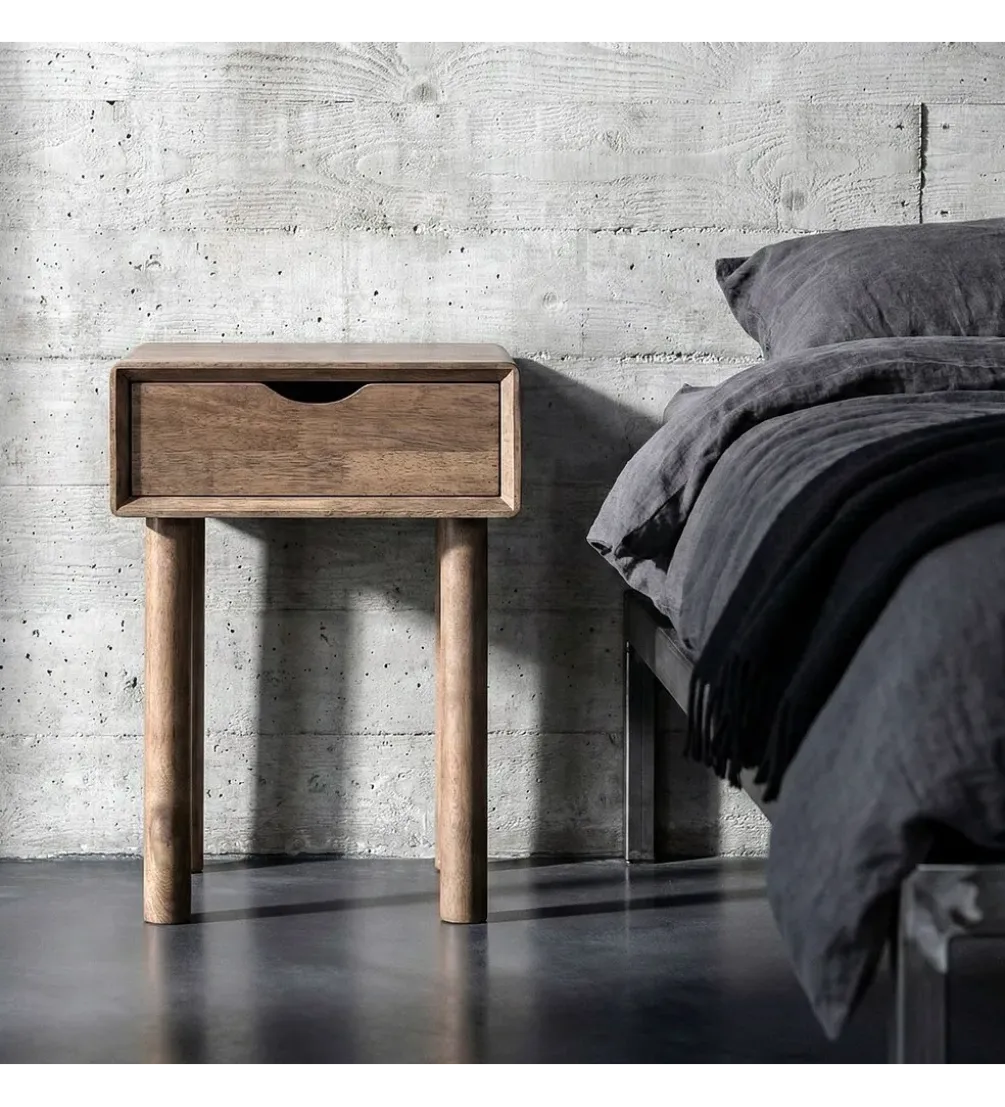 Stolik nocny AMY 55 cm drewno kauczuk