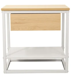 Stolik nocny PRETRUSIA 50 cm naturalny biały