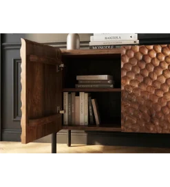 Stolik pod TV ADLON 160 cm drewno mango wzór 3D