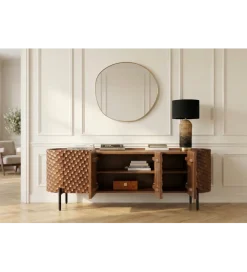 Stolik pod TV ADLON 160 cm drewno mango wzór 3D