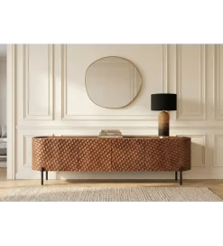Stolik pod TV ADLON 200 cm drewno mango wzór 3D