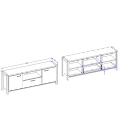 Stolik Pod TV AKTIV 180 cm w optyce dąb Taurus