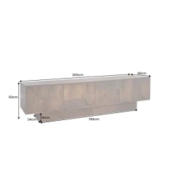 Stolik pod TV ART DECO 200 cm drewno mango brązowy