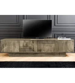 Stolik pod TV ART DECO 200 cm drewno mango szary