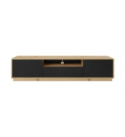 Stolik pod TV ASTON 200 cm czarny z dodatkiem koloru dąb Taurus