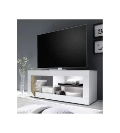 Stolik Pod TV BASIC 140 Cm Biały z dodatkiem koloru klon pero