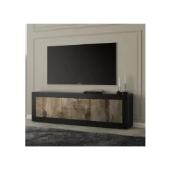 Stolik pod TV BASIC 210 cm czarna z dodatkiem koloru klon Pero