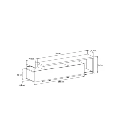 Stolik pod TV BOTA 219 cm dąb Ribbec
