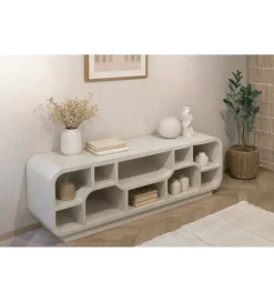 Stolik pod TV BRIX MORGAN 130 cm drewno mango biała