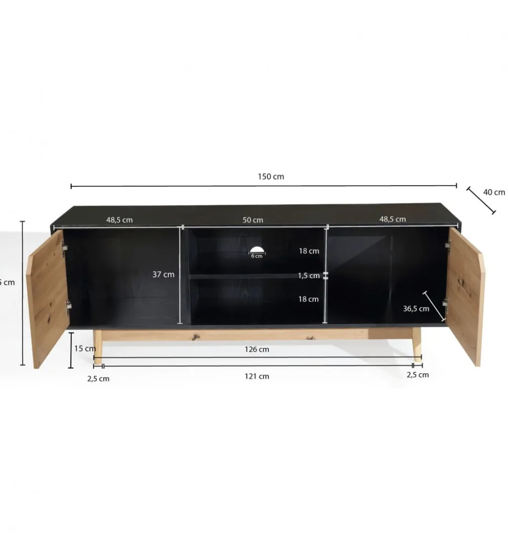 Stolik pod TV CYRUS 150 cm czarny