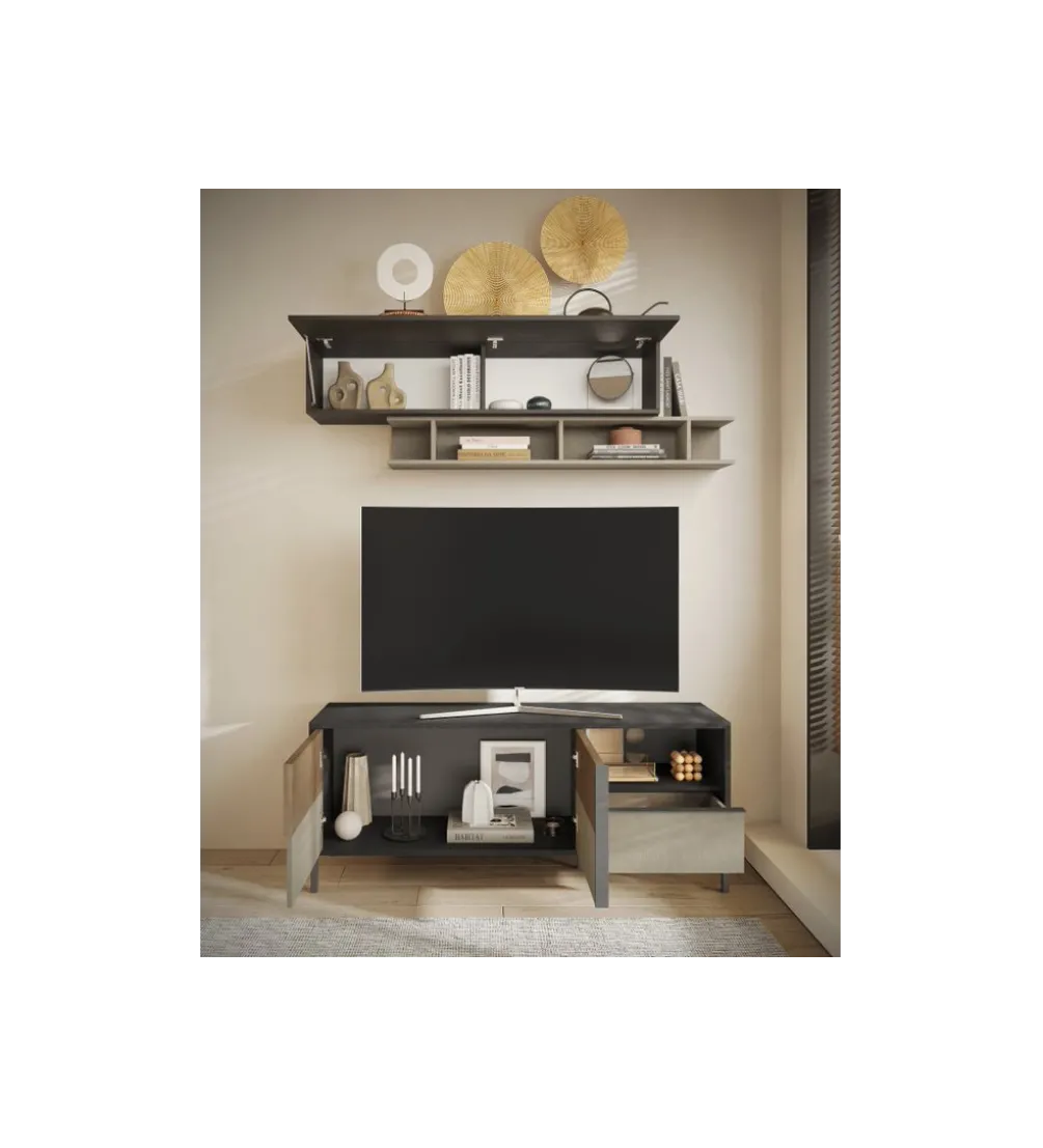 Stolik pod TV EVEREST 156 cm brązowo beżowy