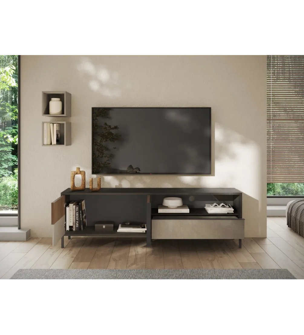Stolik pod TV EVEREST 206 cm brązowo beżowy