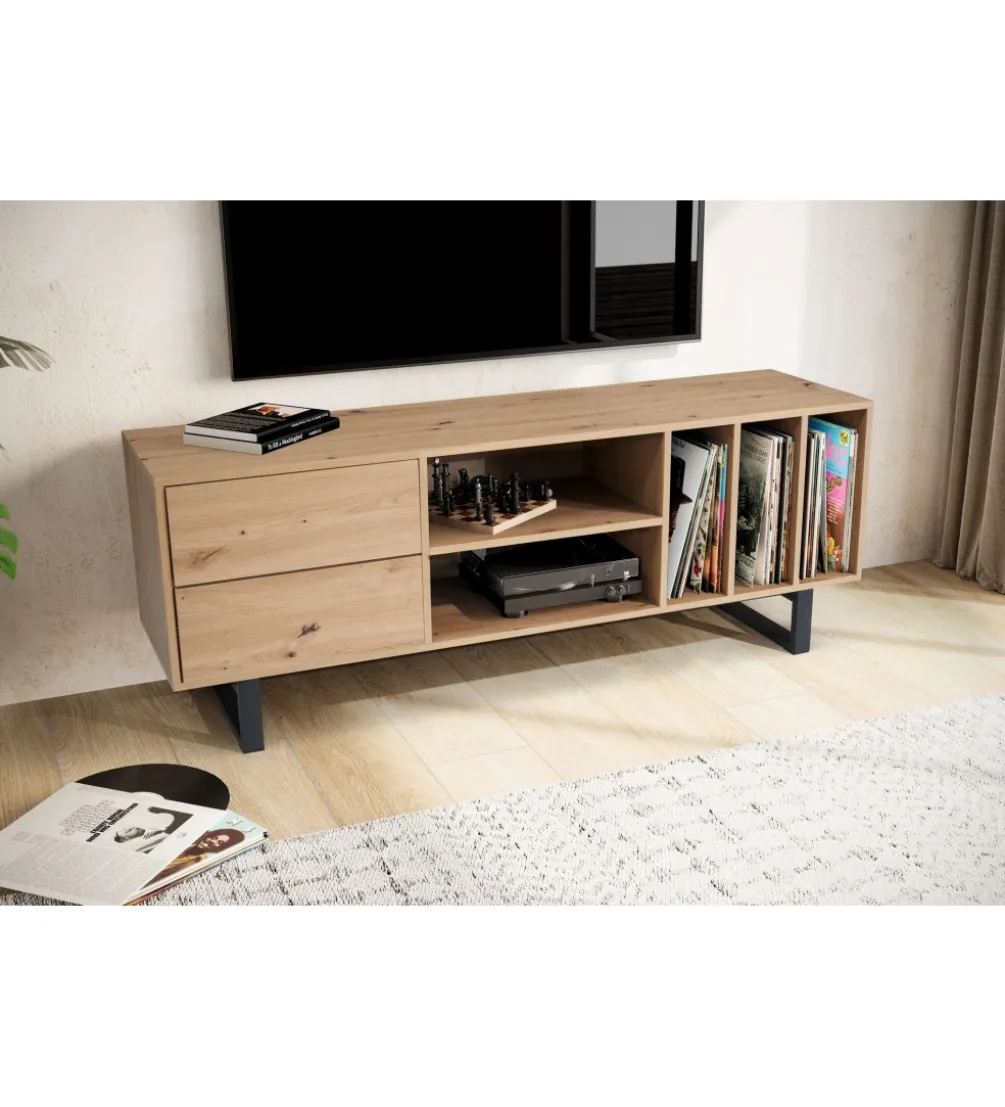 Stolik pod TV GRASSE 150 cm w optyce dębu