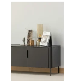Stolik pod TV GUNNAR 154 cm drewno sosny czarny mat