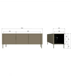 Stolik pod TV GUNNAR 154 cm drewno sosny czarny mat