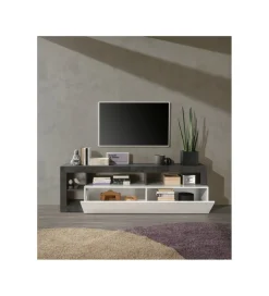 Stolik pod TV HAMBURG 184 cm biała z dodatkiem koloru antracytowego