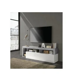 Stolik pod TV HAMBURG 184 cm biały z dodatkiem koloru szarego