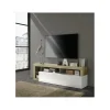 Stolik pod TV HAMBURG 184 cm biały z dodatkiem Koloru Dąb Cadiz